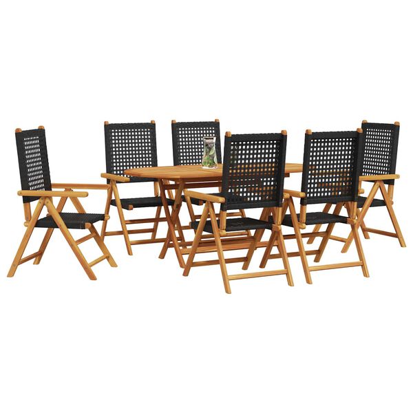 vidaXL Ensemble de salle &agrave; manger pour jardin 7 pcs Noir
