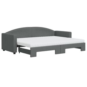 vidaXL Lit de jour avec gigogne et matelas gris fonc&eacute; 80x200 cm tissu
