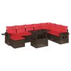 vidaXL Ensemble de canap&eacute; de jardin 9 pcs avec coussins marron r&eacute;sine tress&eacute;e