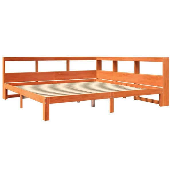 vidaXL Lit biblioth&egrave;que sans matelas cire marron 180x200 cm pin massif