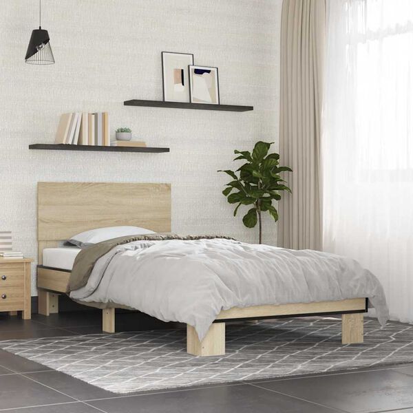 vidaXL Cadre de lit sans matelas ch&ecirc;ne sonoma 100x200 cm