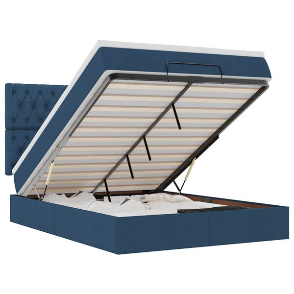 VidaXL Cadre de lit ottoman avec matelas bleu 140x200 cm tissu