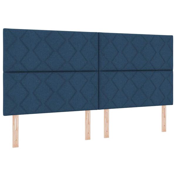 vidaXL Lit &agrave; ressorts avec matelas Bleu 200 x 200 cm tissu