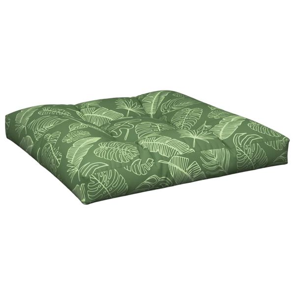 vidaXL Coussin de palette motif de feuilles 70x70x12 cm tissu