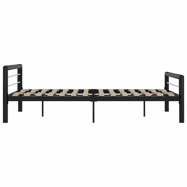 vidaXL Cadre de lit sans matelas noir et blanc m&eacute;tal 180x200 cm
