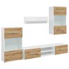 vidaXL Meubles TV et lumi&egrave;re LED 5 pcs ch&ecirc;ne artisanal bois ing&eacute;nierie