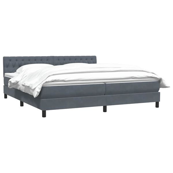 vidaXL Sommier &agrave; lattes de lit et matelas gris fonc&eacute; 180x220cm velours