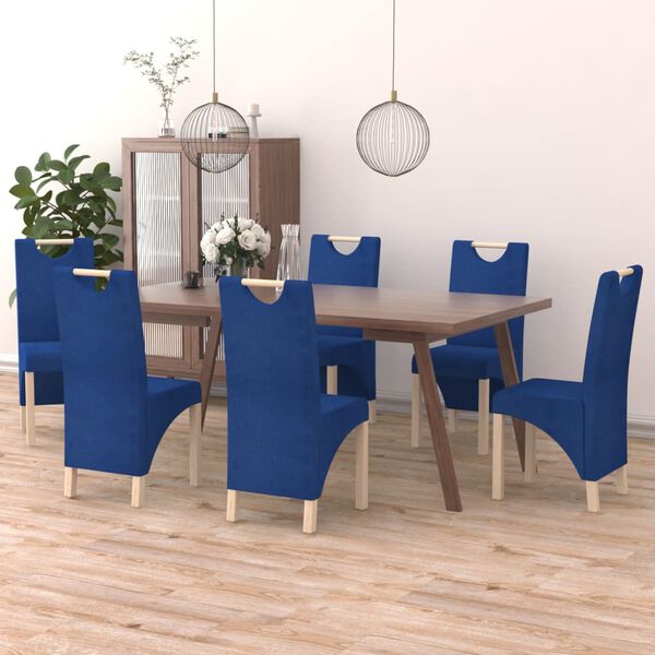 vidaXL Chaises à manger lot de 6 bleu tissu