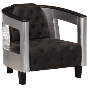 vidaXL Fauteuil en style d'aviation noir cuir v&eacute;ritable