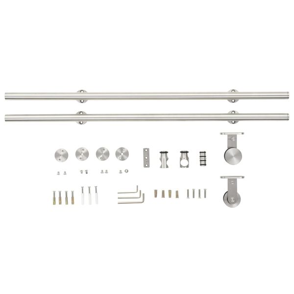 vidaXL Kit fixation porte coulissante 183 cm Acier inoxydable Argenté