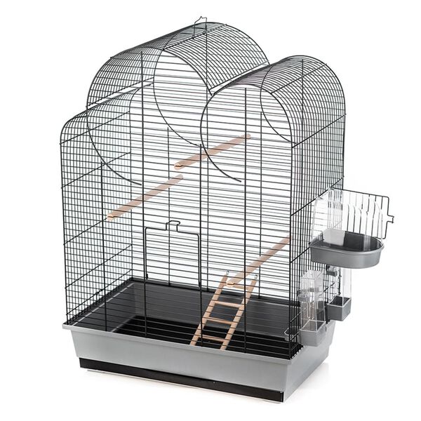 Duvoplus Cage &agrave; oiseaux avec accessoires Eliza 54x34x75cm Gris et noir