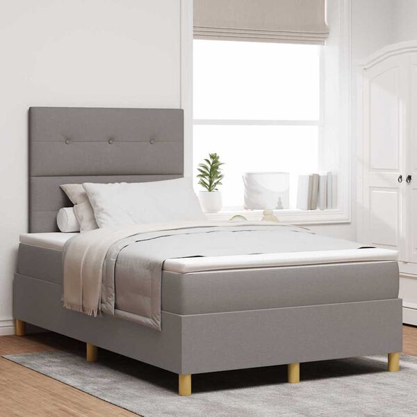 vidaXL Lit &agrave; ressorts avec matelas Taupe 120 x 200 cm tissu