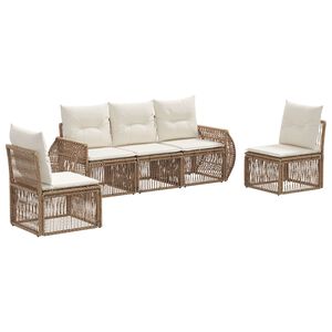 vidaXL Ensemble de canap&eacute; de jardin 5 pc Beige et blanc cr&egrave;me