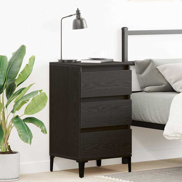 vidaXL Cabinet de chevet Ch&ecirc;ne noir 45 x 35 x 44 cm Bois d'ing&eacute;nierie