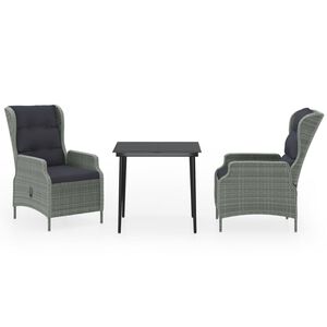 vidaXL Ensemble &agrave; manger de jardin 3 pcs Gris clair
