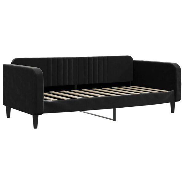 vidaXL Lit de jour avec gigogne et matelas noir 90x190 cm velours