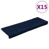 vidaXL Tapis d'escalier autocollants 15 pi&egrave;ces 65 x 21 x 4 cm Bleu marine Bord rectangulaire
