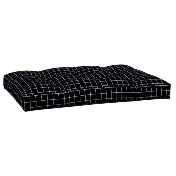 vidaXL Coussin de palette motif &agrave; carreaux noir 120x80x12 cm tissu