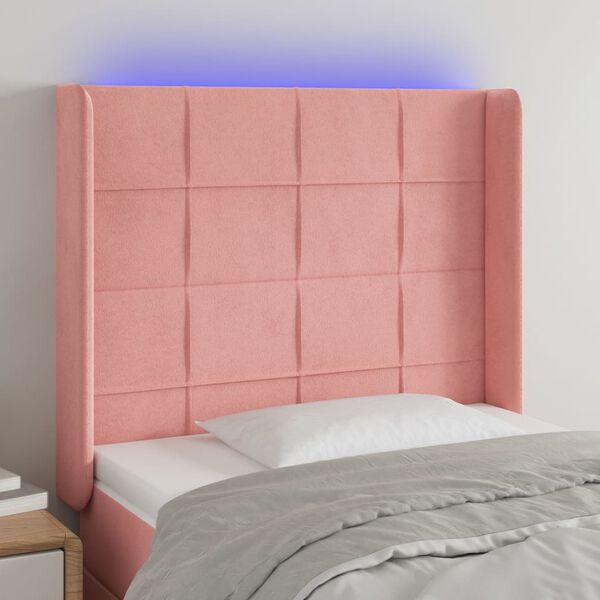 vidaXL T&ecirc;te de lit &agrave; LED Rose 103x16x118/128 cm Velours