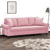 vidaXL Canap&eacute; 3 places avec oreillers d&eacute;coratifs rose 180 cm velours