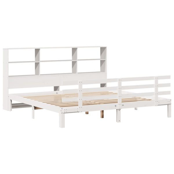 vidaXL Lit bibliothèque sans matelas blanc 180x200 cm bois pin massif