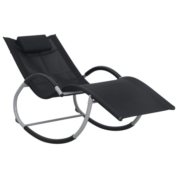 vidaXL Chaise longue avec oreiller Noir Textil&egrave;ne
