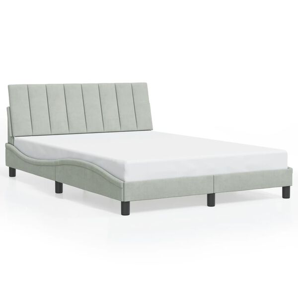 vidaXL Cadre de lit sans matelas Hanko gris clair 140x190 cm velours