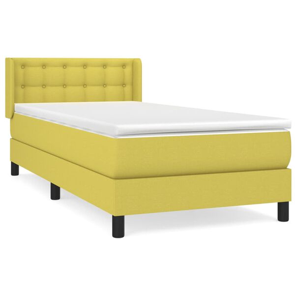 vidaXL Sommier &agrave; lattes de lit avec matelas Vert 90x190 cm Tissu