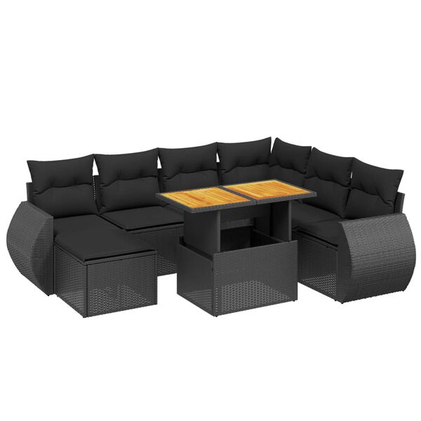 vidaXL Salon de jardin 8 pcs avec coussins noir r&eacute;sine tress&eacute;e