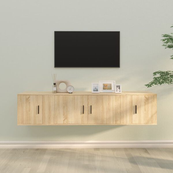 vidaXL Ensemble de meubles TV 3 pcs Ch&ecirc;ne sonoma Bois d'ing&eacute;nierie