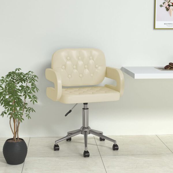 vidaXL Chaise pivotante de salle &agrave; manger Cr&egrave;me Similicuir