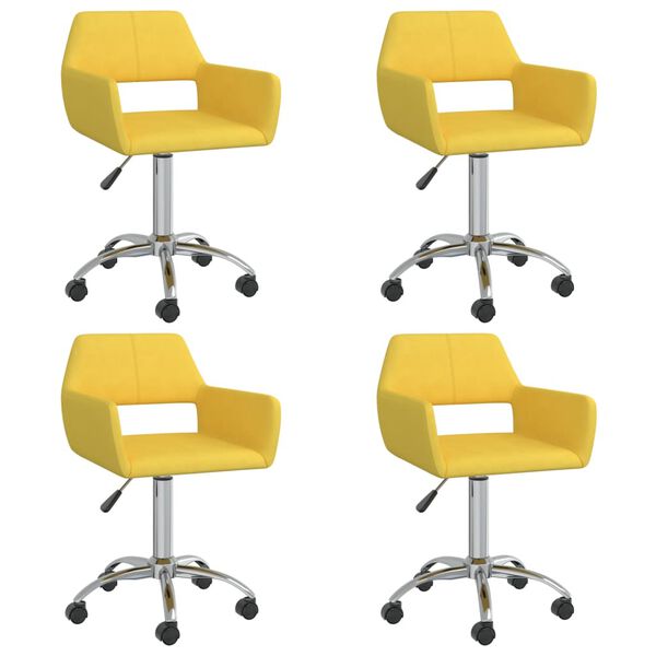vidaXL Chaises pivotantes &agrave; manger lot de 4 jaune tissu