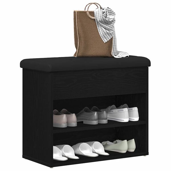 vidaXL Banc de rangement Ch&ecirc;ne noir 62 x 32 x 50 cm Bois d'ing&eacute;nierie