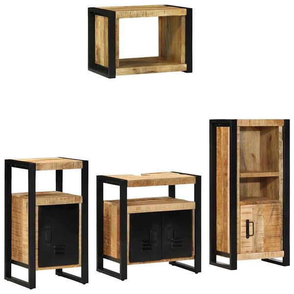 vidaXL Ensemble de mobilier de salle de bain avec &eacute;tag&egrave;re 4 pcs