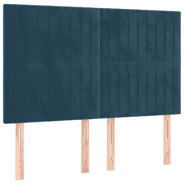 vidaXL T&ecirc;te de lit Bleu fonc&eacute; 144 x 5 x 118/128 cm Velours