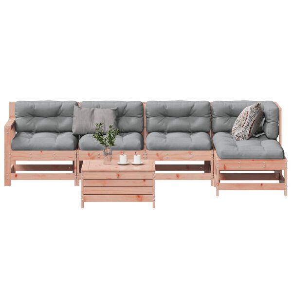vidaXL Salon de jardin 6 pcs avec coussins bois massif Douglas