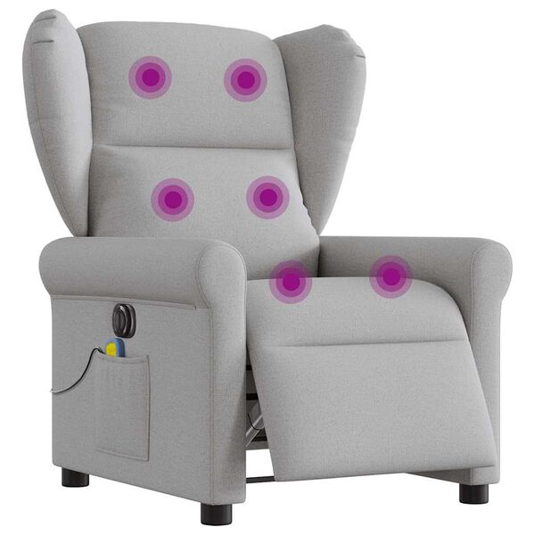 vidaXL Fauteuil de massage inclinable électrique gris nuage tissu