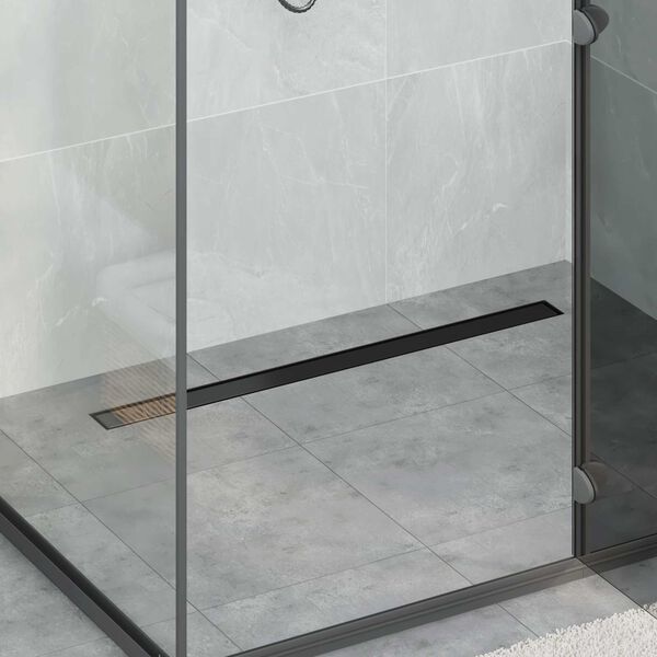 vidaXL 2 en 1 Drain de Douche Noir 100 cm Acier Inox 304