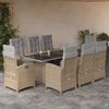 vidaXL Ensemble &agrave; manger de jardin et coussins 9 pcs beige Poly rotin