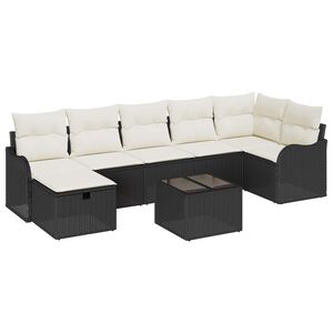 vidaXL Ensemble de Canap&eacute;s avec coussin 8 pcs Noir et Cr&egrave;me polyrotin