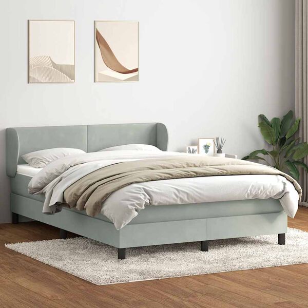 vidaXL Sommier à lattes de lit et matelas gris clair 140x220cm velours