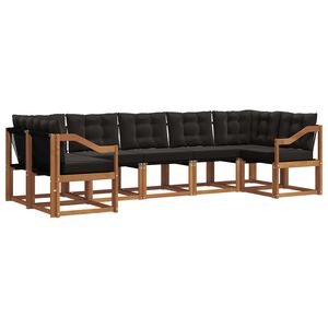 vidaXL Ensemble de canap&eacute;s d'ext&eacute;rieur 7 pcs Naturel et Noir