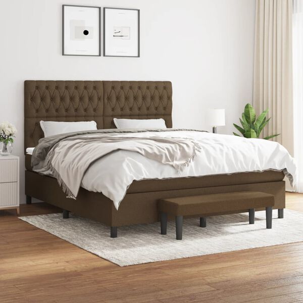 vidaXL Sommier &agrave; lattes de lit avec matelas Marron fonc&eacute; 180x200 cm