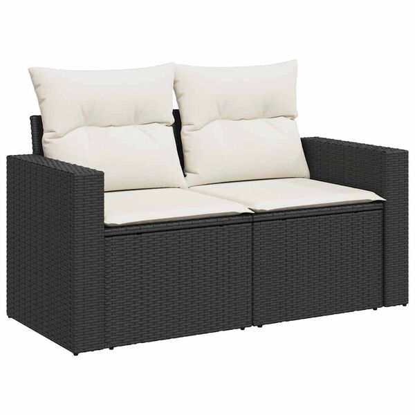 vidaXL Salon de jardin 11 pcs avec coussins noir r&eacute;sine tress&eacute;e
