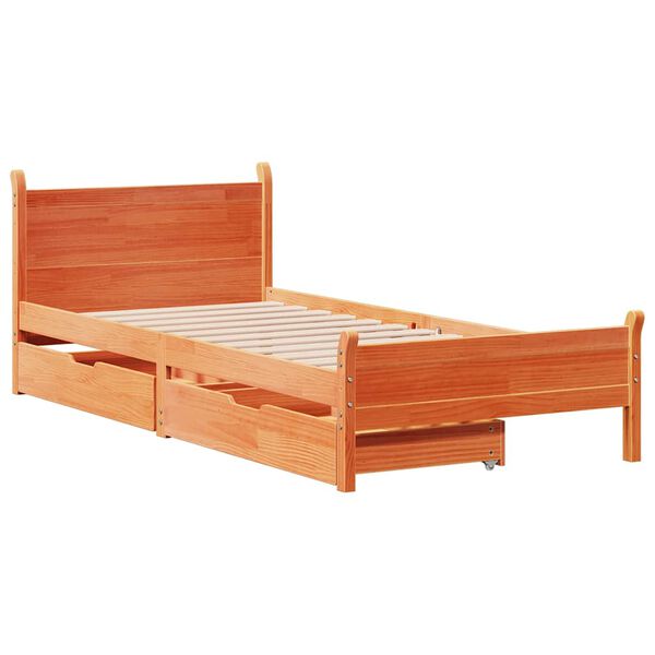 vidaXL Cadre de lit sans matelas cire marron 100x200cm bois pin massif