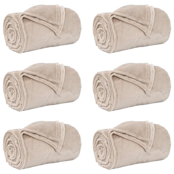 vidaXL Couvertures &agrave; jeter 6 pcs Beige 240 x 270 cm Toison