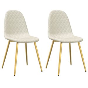 vidaXL Chaises &agrave; manger lot de 2 cr&egrave;me velours
