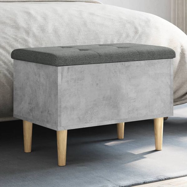 vidaXL Banc de rangement gris b&eacute;ton 62x42x46 cm bois d'ing&eacute;nierie