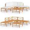 vidaXL Salon de jardin 6 pcs avec coussins cr&egrave;me Bois de teck solide