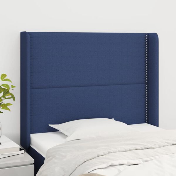 vidaXL T&ecirc;te de lit avec oreilles Bleu 83x16x118/128 cm Tissu